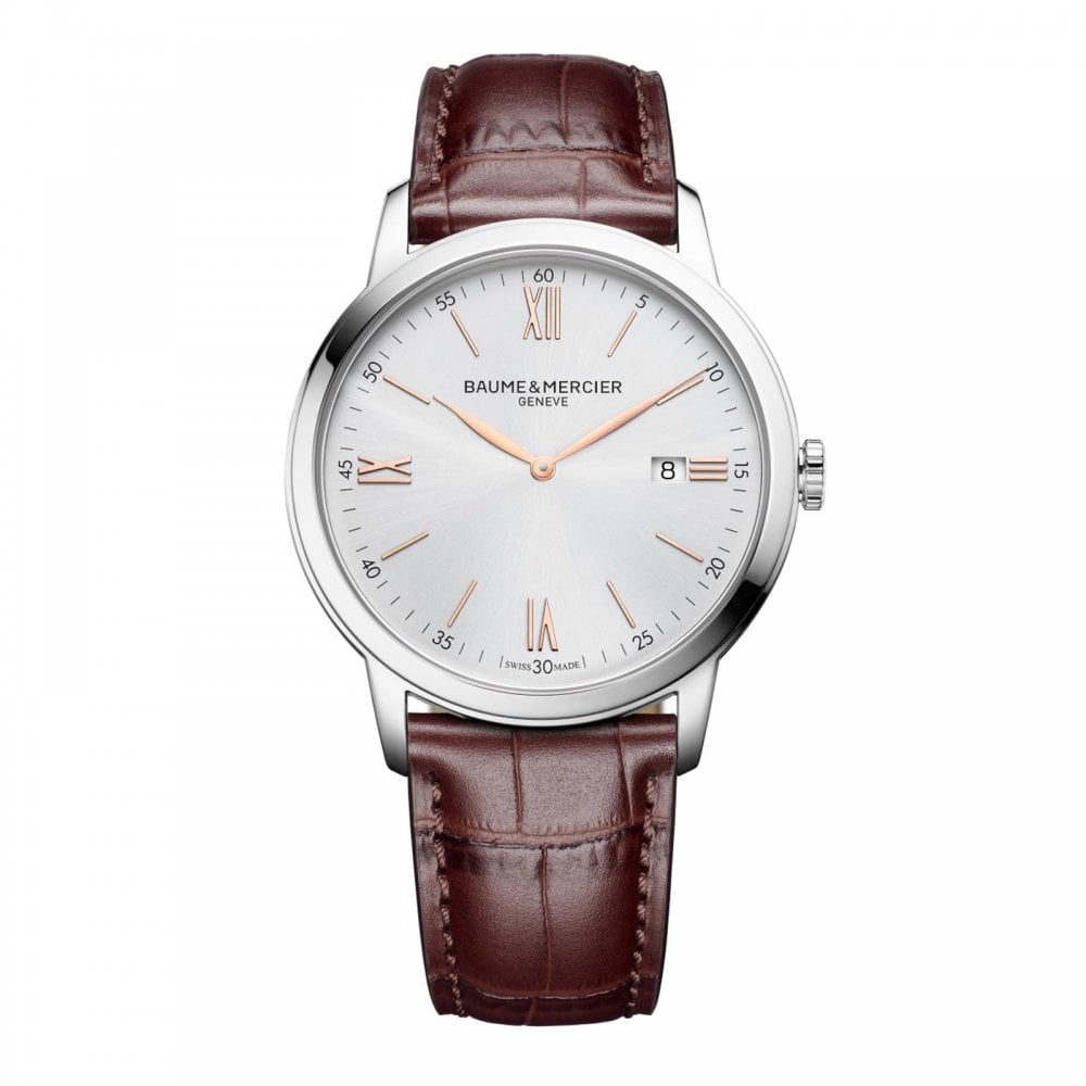 Gents Steel Quartz Watch on Leather Strap, Date Classima 10415