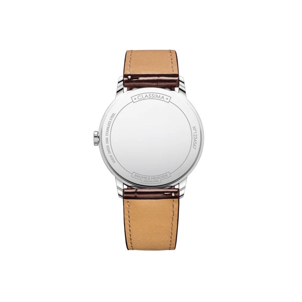 Gents Steel Quartz Watch on Leather Strap, Date Classima 10415