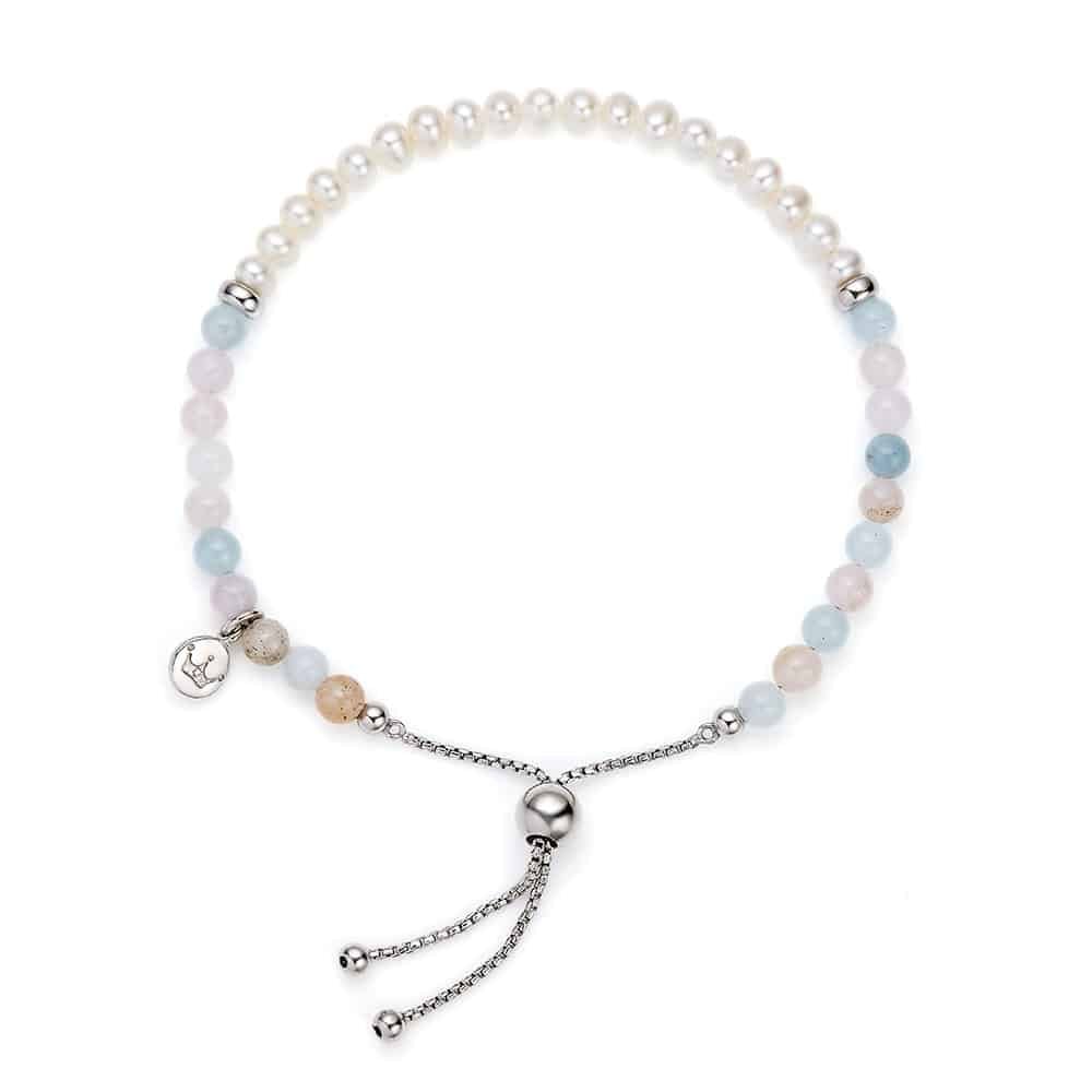Silver Freshwater Pearl & Semi-Precious Gemstone Sky Bracelet