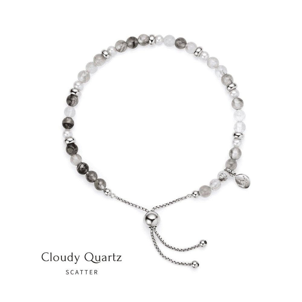 Silver Freshwater Pearl & Cloudy Quartz Extendable Bracelet