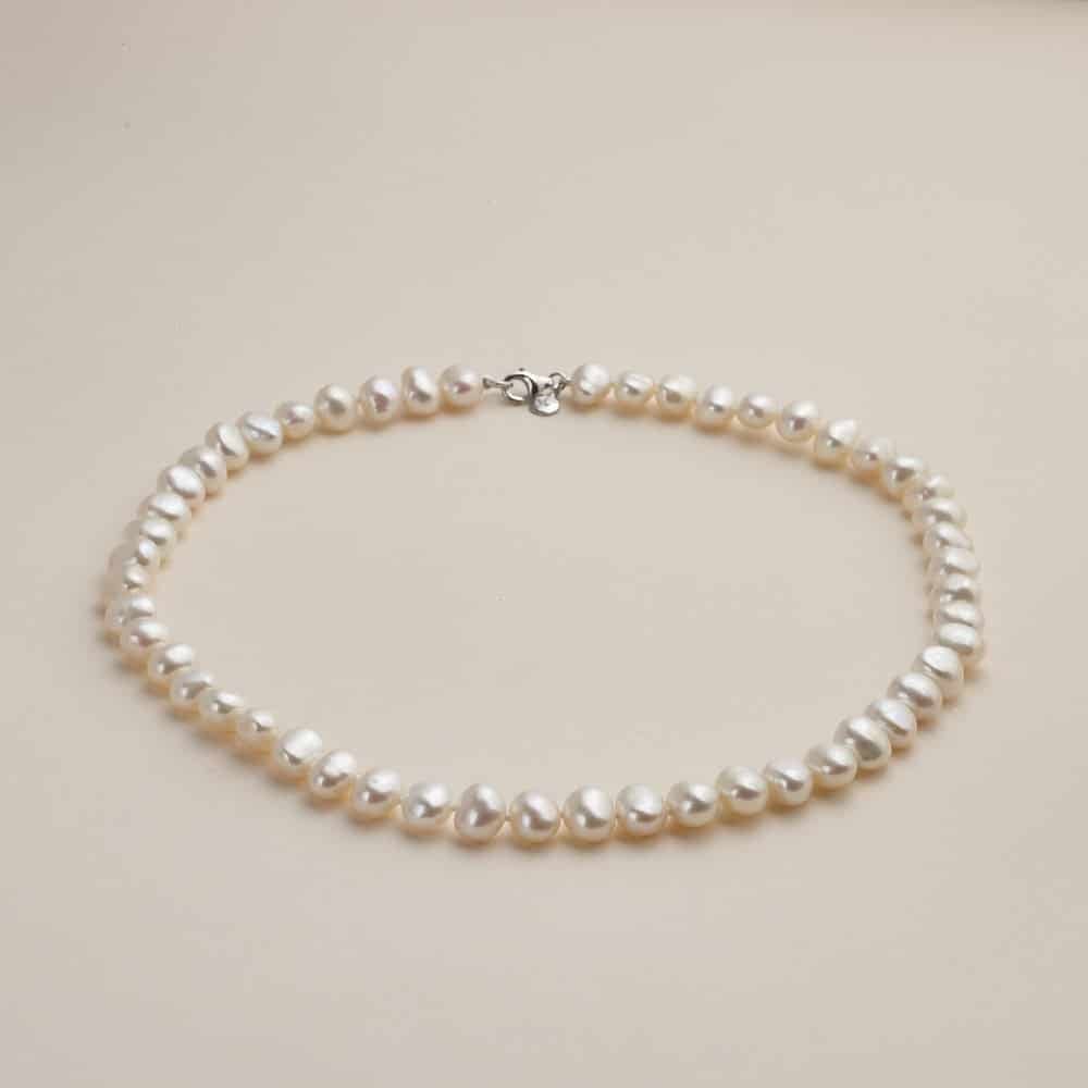 Sterling Silver Baroque Freshwater Pearl 8mm 18'' Necklace