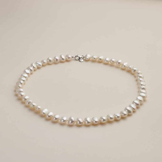 Sterling Silver Baroque Freshwater Pearl 8mm 18'' Necklace