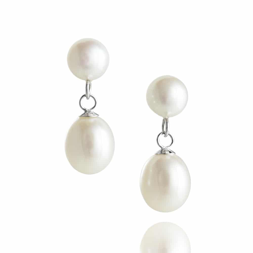 Sterling Silver Dew Drop Freshwater Pearl Earrings