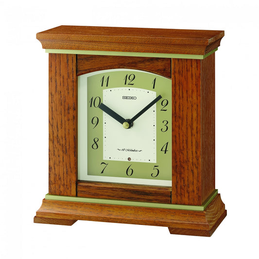 Oak Wood Finish Musical Battery Mantel Clock QXW249B