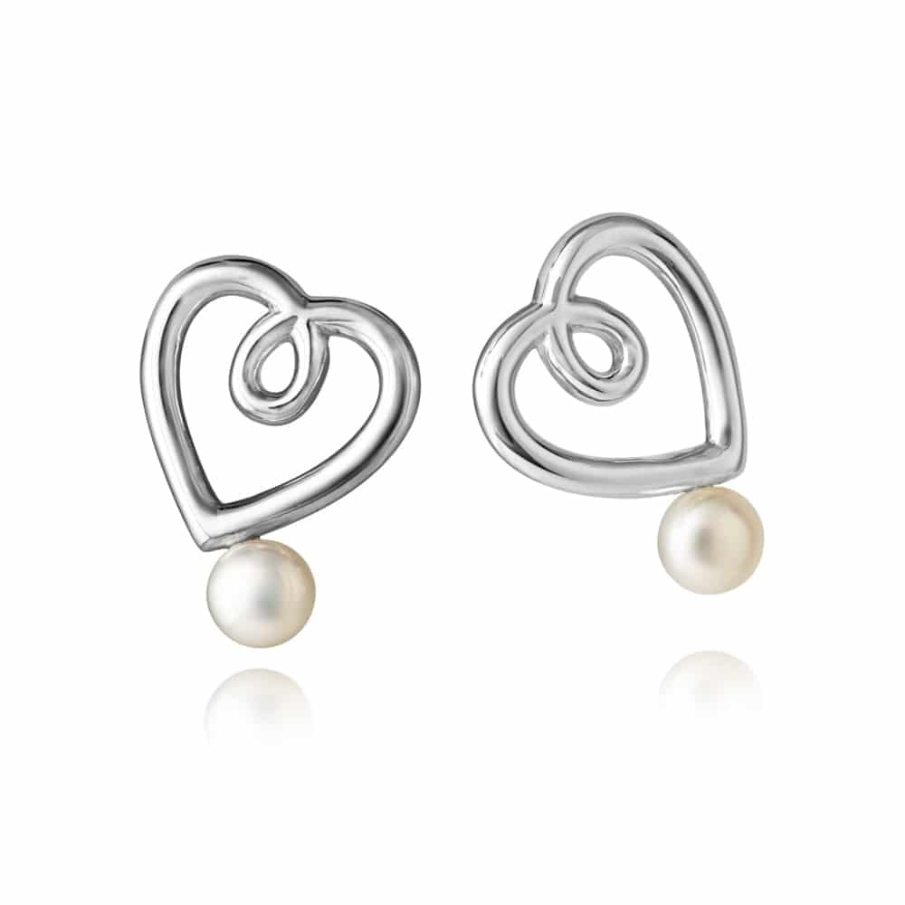 Sterling Silver Kimberley Freshwater Pearl Heart Earrings