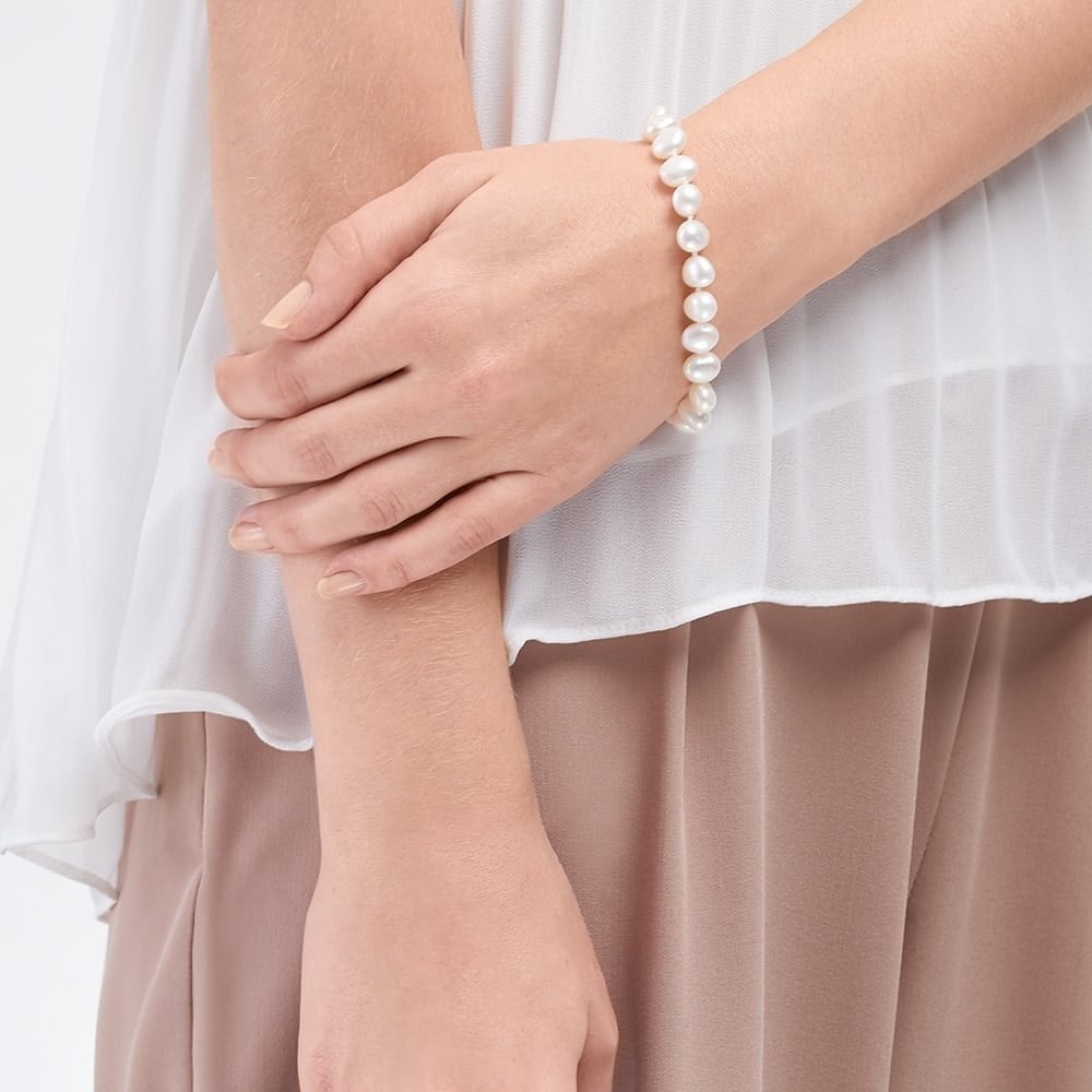 Sterling Silver Baroque Freshwater Pearl Bracelet