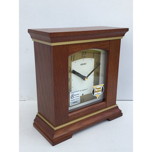 Oak Wood Finish Musical Battery Mantel Clock QXW249B