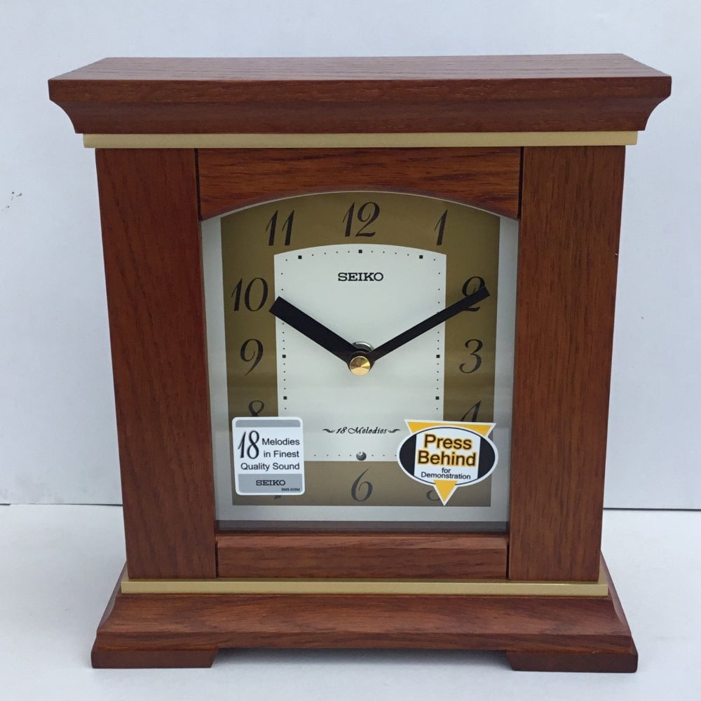 Oak Wood Finish Musical Battery Mantel Clock QXW249B