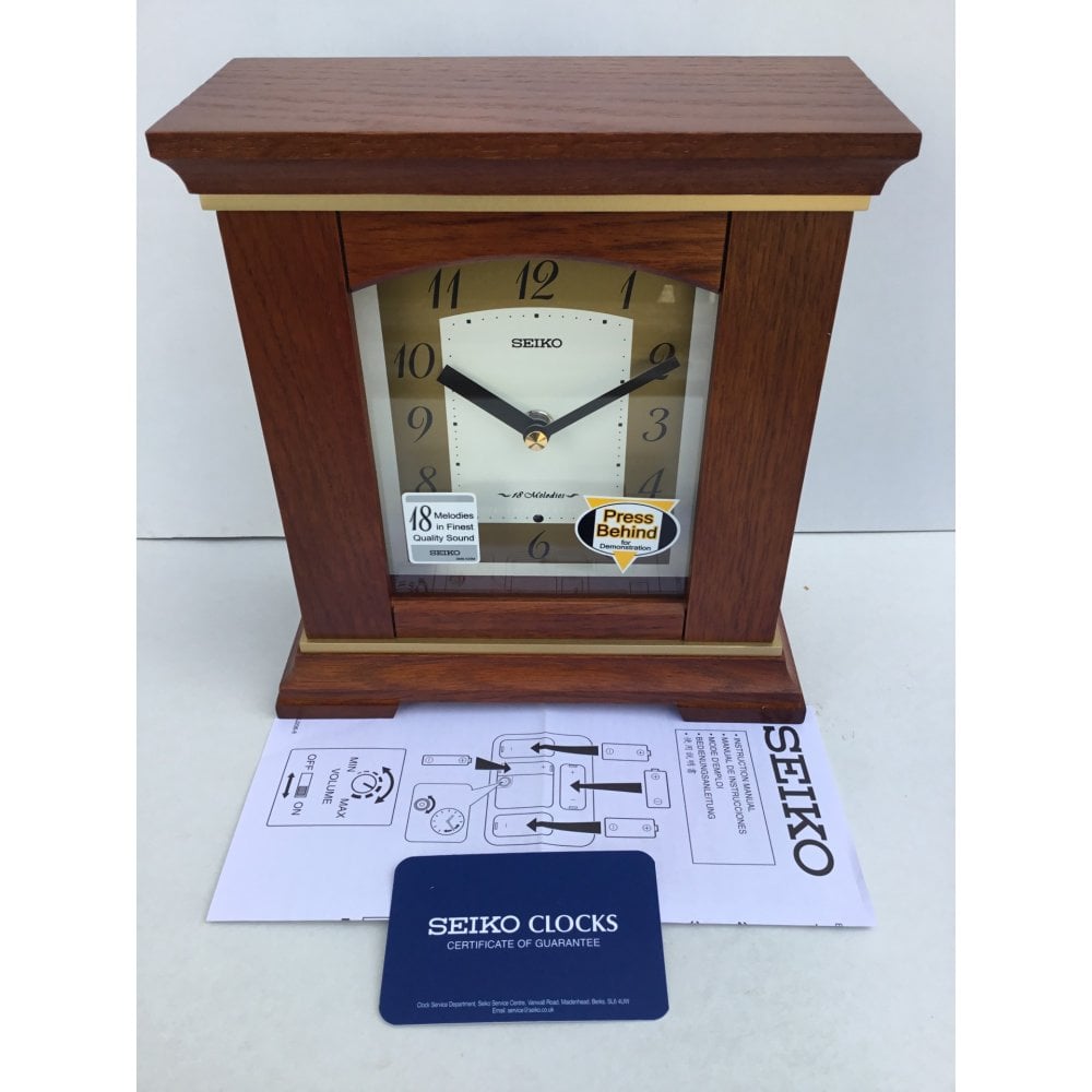 Oak Wood Finish Musical Battery Mantel Clock QXW249B