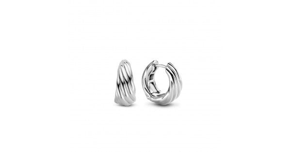 7856SI Ti Sento Ladies Sterling Silver Twisted Hinge Earrings