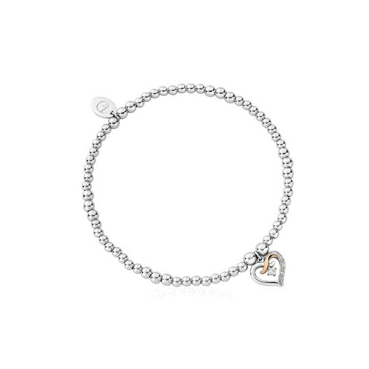 Silver & Welsh Gold Ladies Heart Kiss Bracelet 3SBB55S