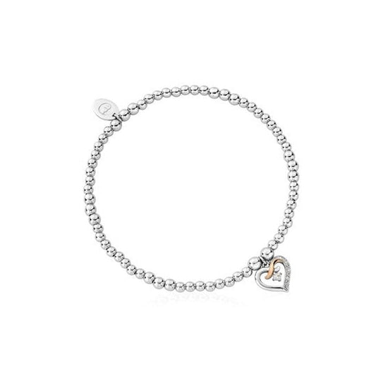 Silver & Welsh Gold Ladies Heart Kiss Bracelet 3SBB55S