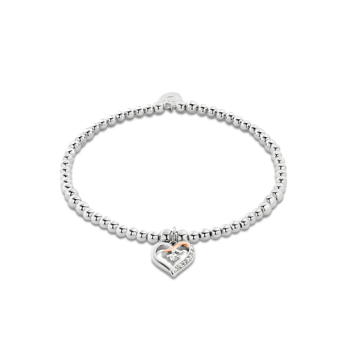 Silver & Welsh Gold Ladies Heart Kiss Bracelet 3SBB55S