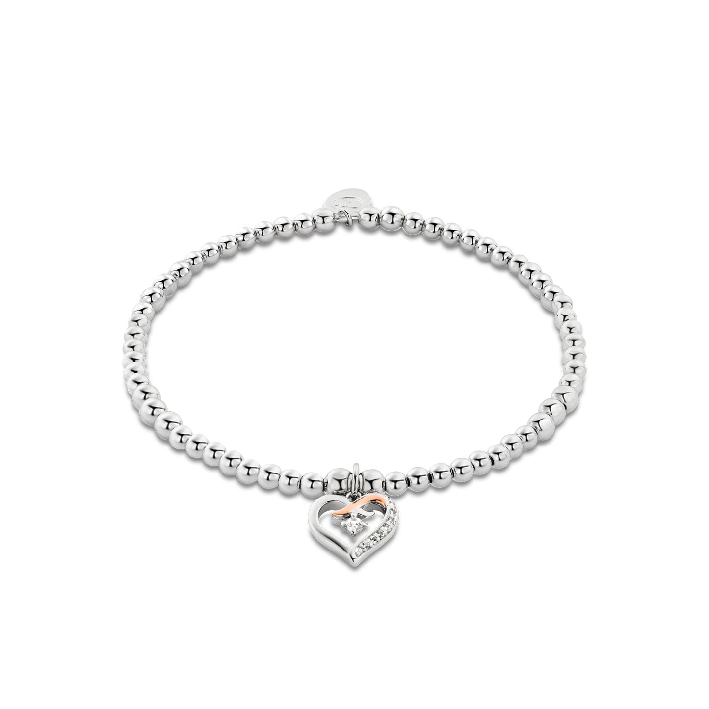 Silver & Welsh Gold Ladies Heart Kiss Bracelet 3SBB55S