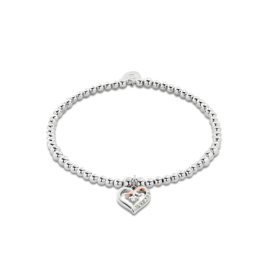 Silver & Welsh Gold Ladies Heart Kiss Bracelet 3SBB55S