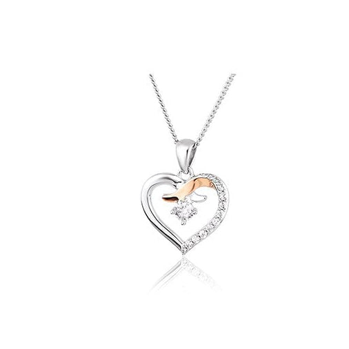 Silver & Welsh Gold Ladies Heart Kiss Pendant 3SCGKP
