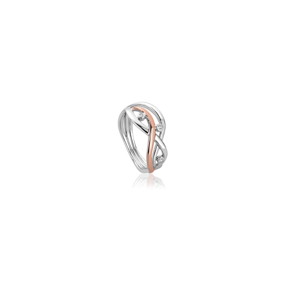 Silver & Welsh Gold Ladies Swallow Falls Ring 3SCTWIR