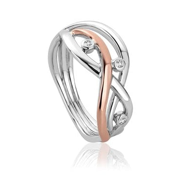 Silver & Welsh Gold Ladies Swallow Falls Ring 3SCTWIR