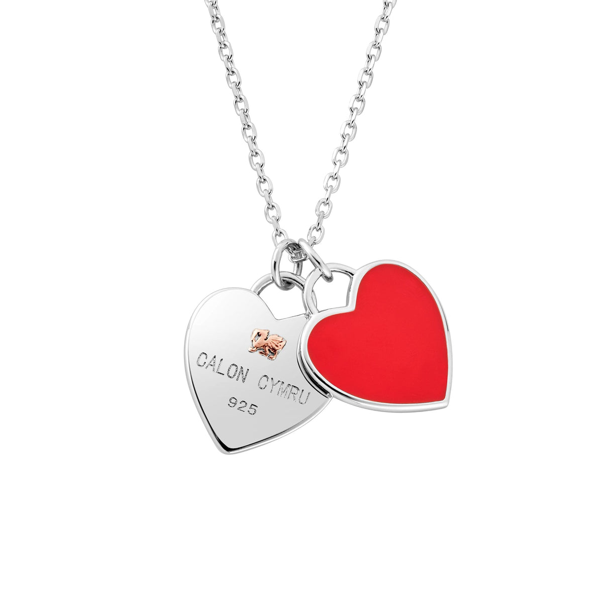 Silver & Welsh Gold Ladies WRU Welsh Heart Pendant 3SWRU0658