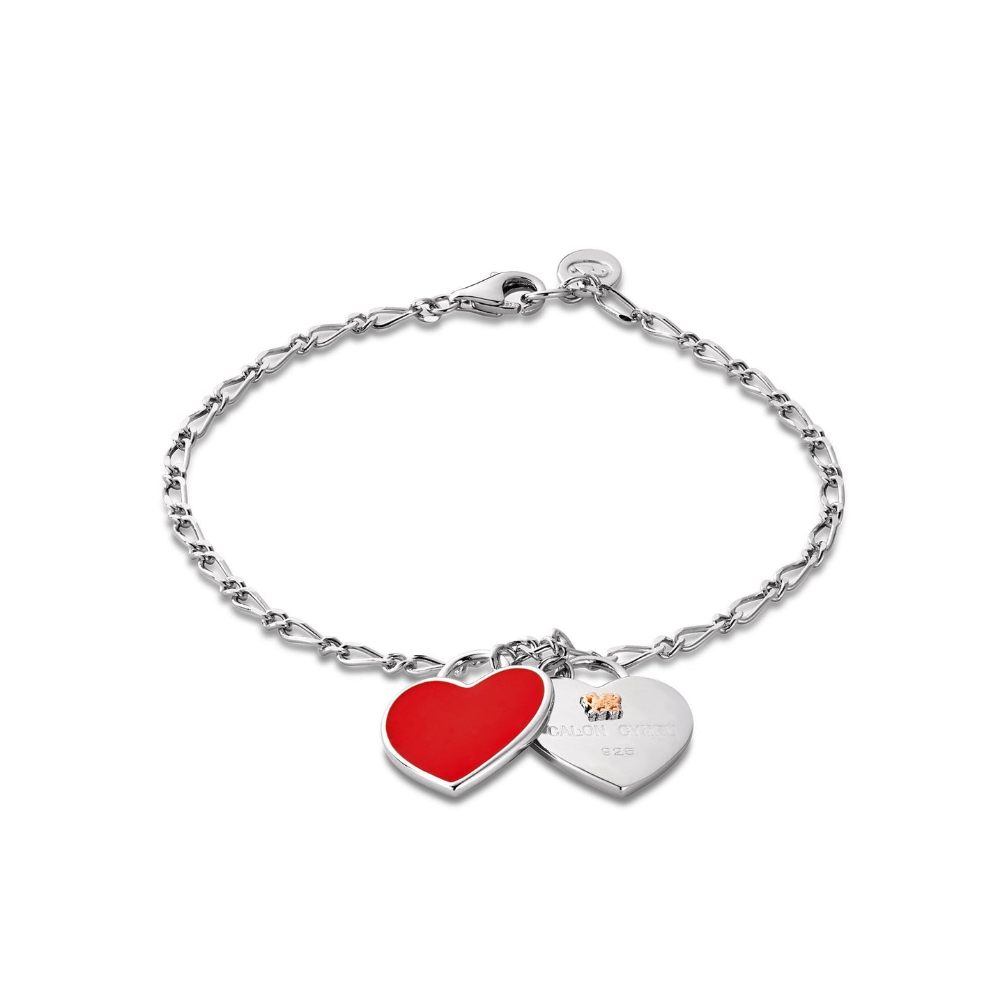 Silver & Welsh Gold Ladies WRU Welsh Heart Bracelet 3SWRU0659