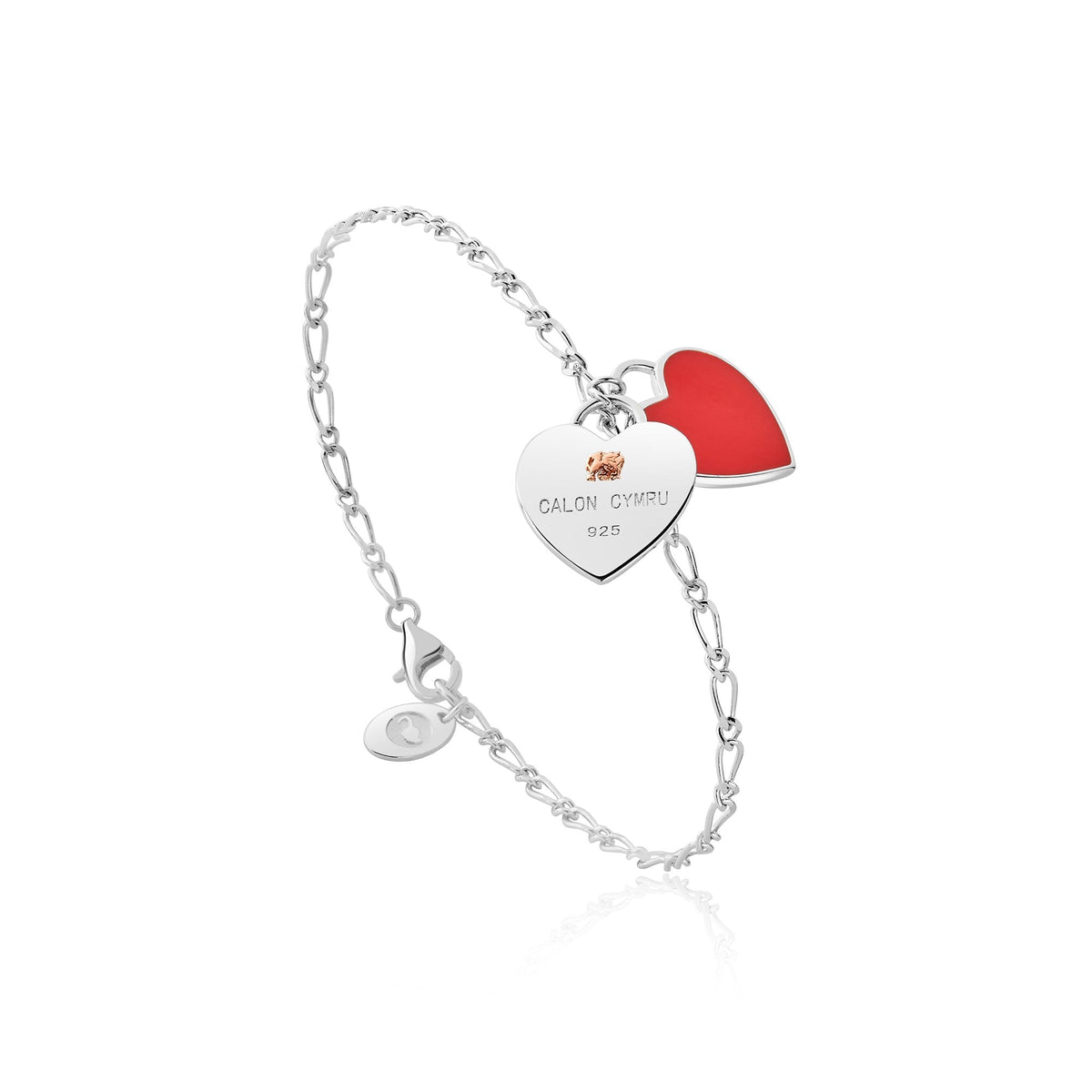 Silver & Welsh Gold Ladies WRU Welsh Heart Bracelet 3SWRU0659