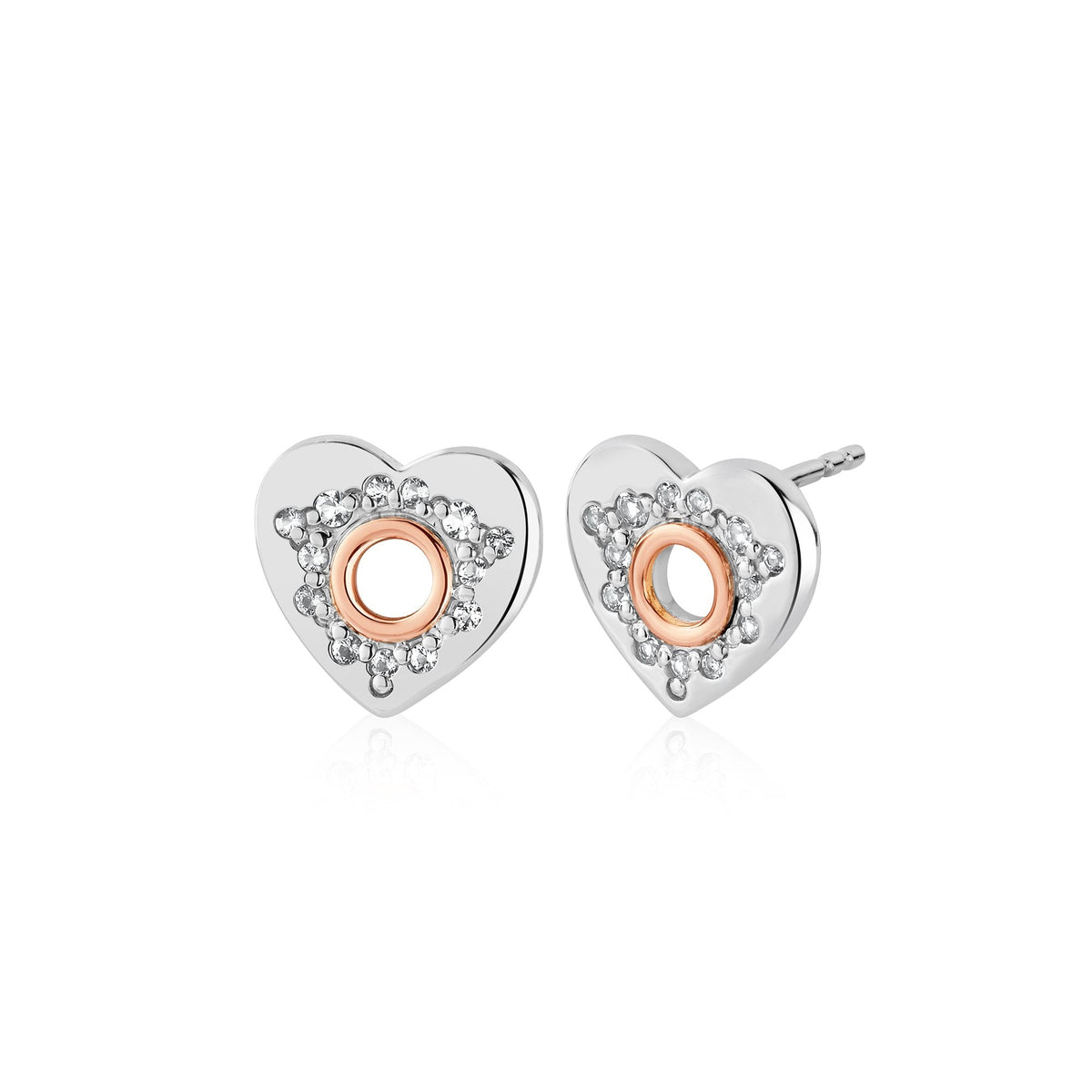 Silver & Welsh Gold Cariad Sparkle Stud Earrings 3SCRS0652