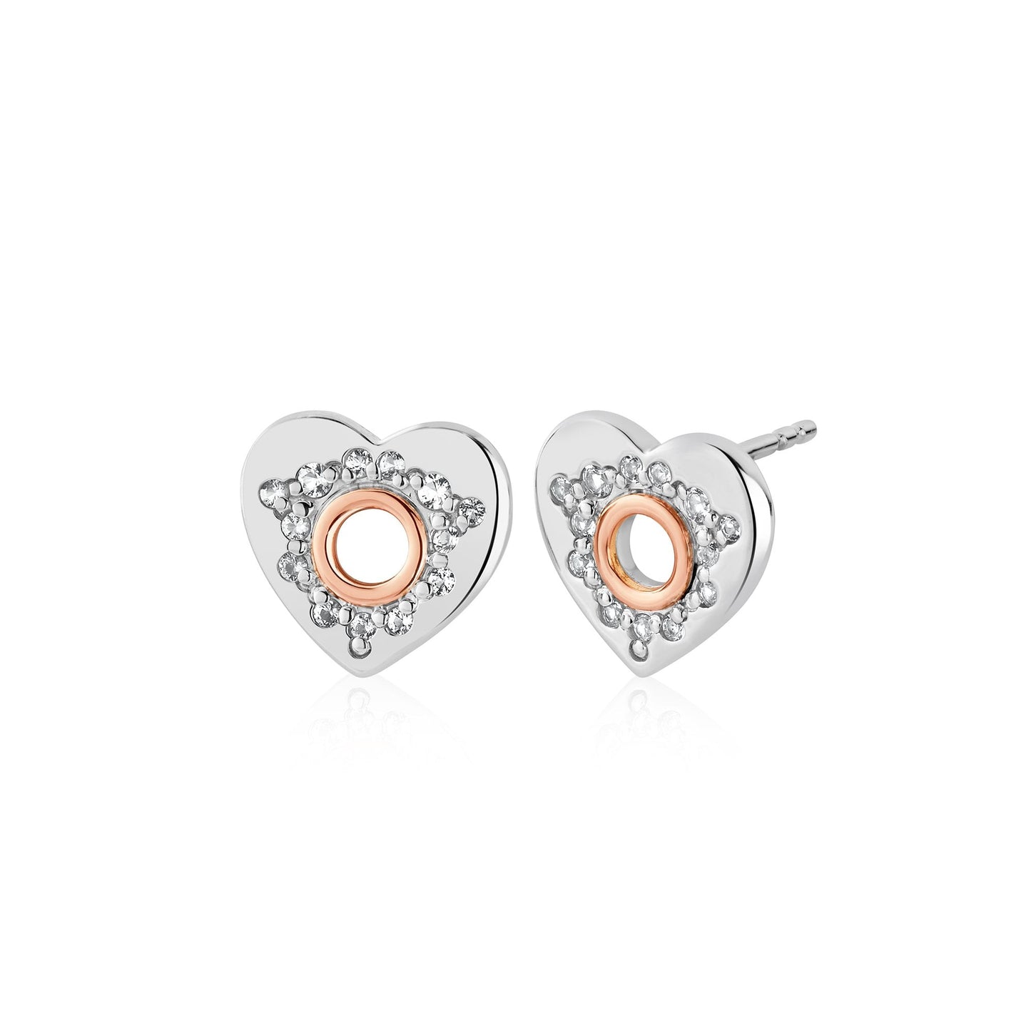 Silver & Welsh Gold Cariad Sparkle Stud Earrings 3SCRS0652