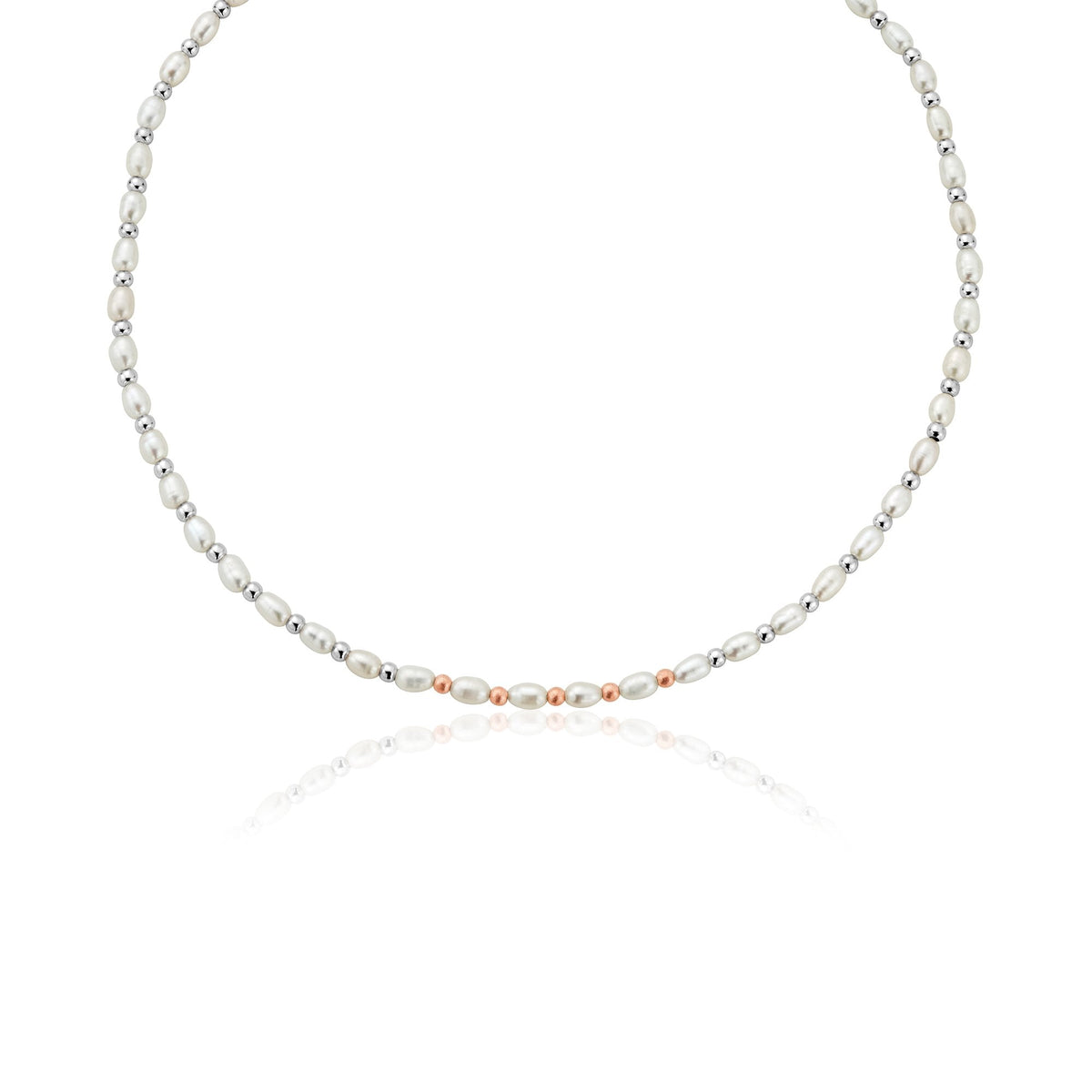 Silver & Gold Freshwater Pearl Beachcomber Necklace 3SBCH0628