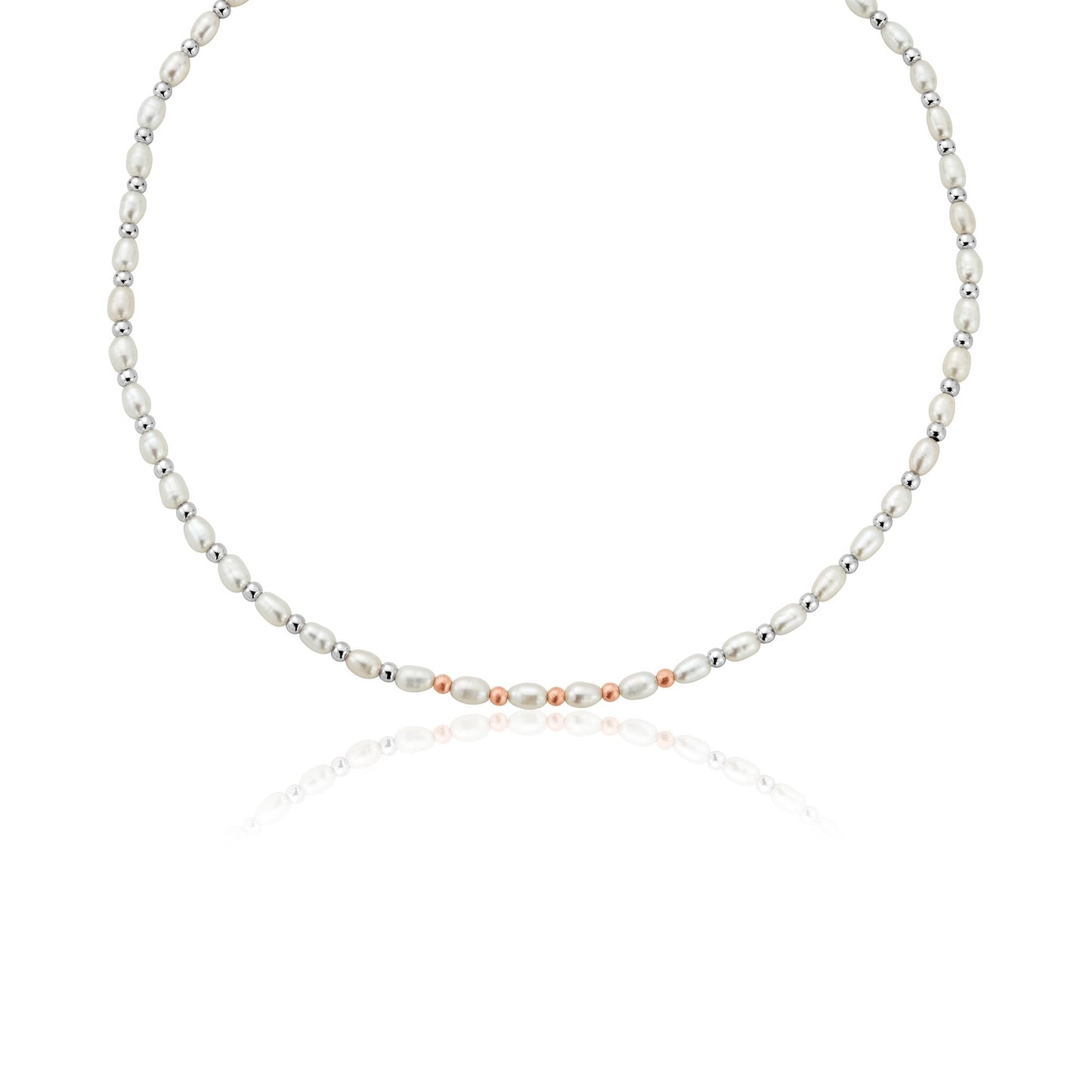 Silver & Gold Freshwater Pearl Beachcomber Necklace 3SBCH0628