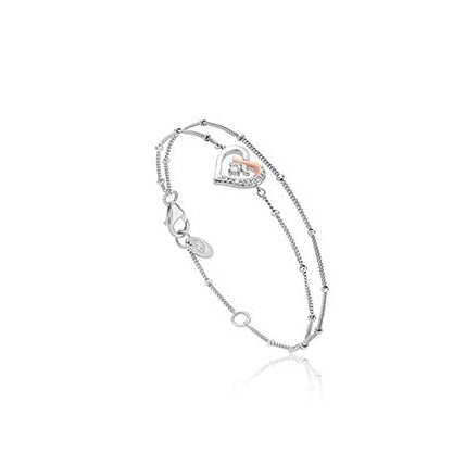 Silver & Gold White Topaz Kiss Double Bracelet 3SCGK0065