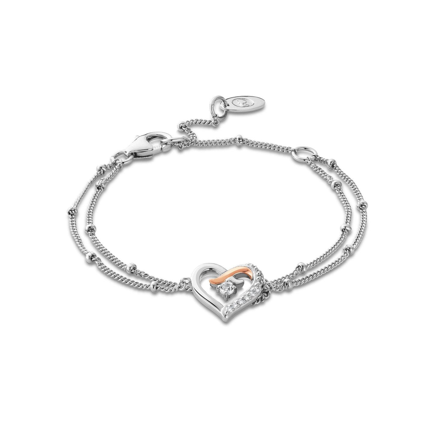Silver & Gold White Topaz Kiss Double Bracelet 3SCGK0065