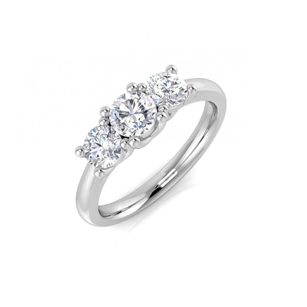 Ladies Platinum Three Stone Diamond Ring 1.04ct