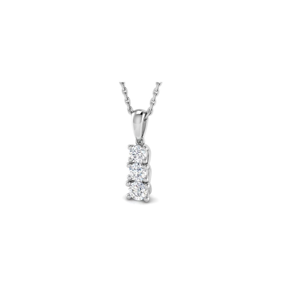 18ct White Gold 3 Stone Diamond Pendant & Chain 0.24ct
