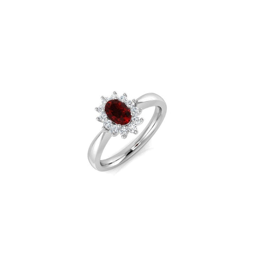 Platinum Ruby & Diamond Ladies Cluster Ring 0.79ct