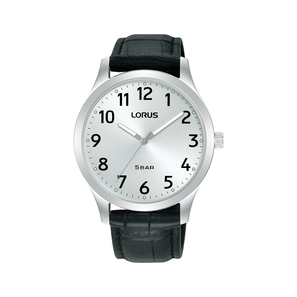 Gents Steel Lorus Battery Watch on Leather Strap RRX07JX9