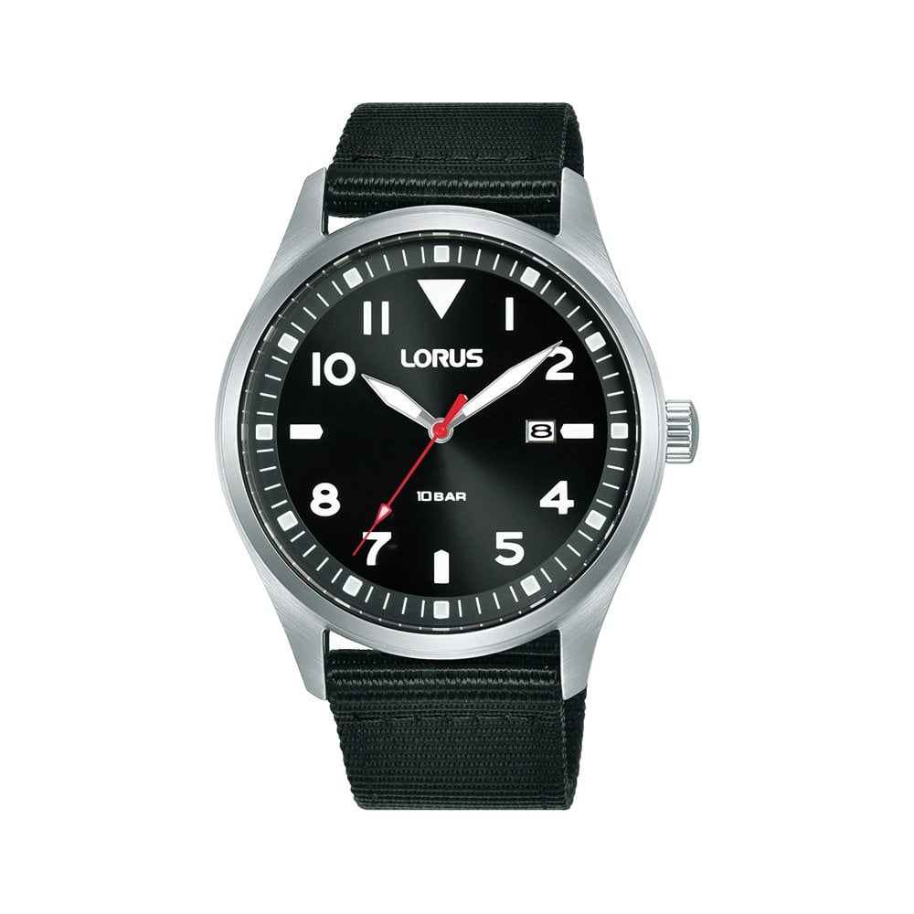 Gents Steel Battery Watch on Fabric Strap with Date RH927QX9