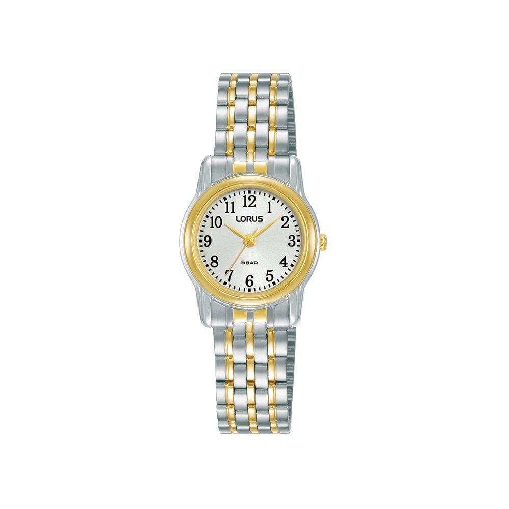 Ladies Two Tone Battery Watch on Bracelet, Clear Face RRX30HX9
