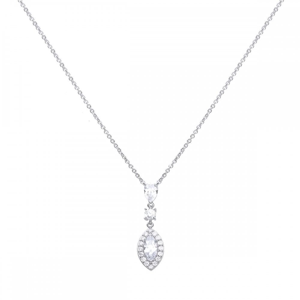Sterling Silver Marquise & Pave CZ Necklace N4340