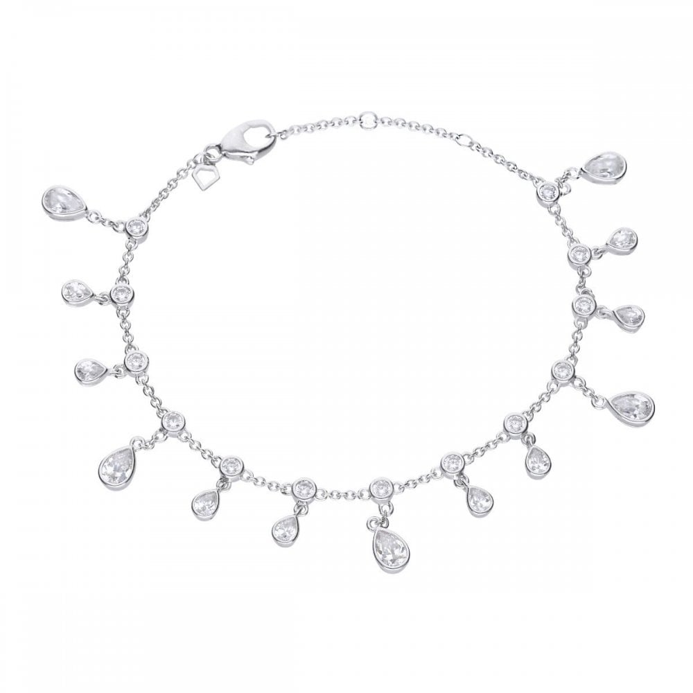 Sterling Silver Multi Drop CZ Bracelet B5204