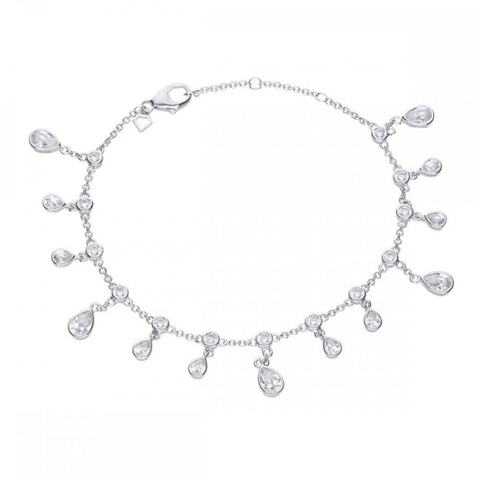 Sterling Silver Multi Drop CZ Bracelet B5204