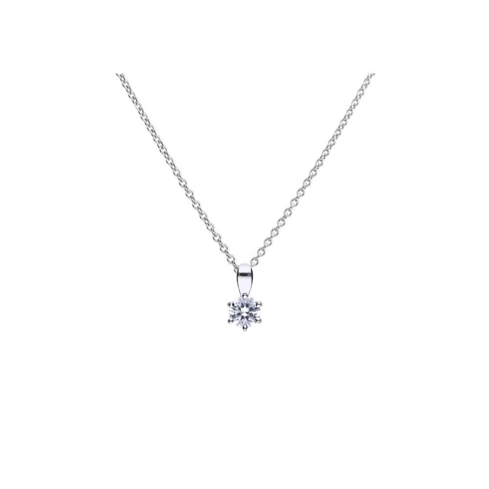Sterling Silver Six Claw CZ Single Stone Pendant 0.50ct P4610