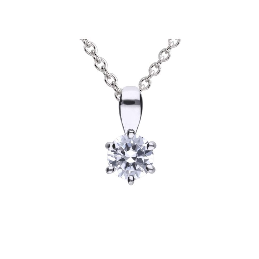 Sterling Silver Six Claw CZ Single Stone Pendant 0.50ct P4610