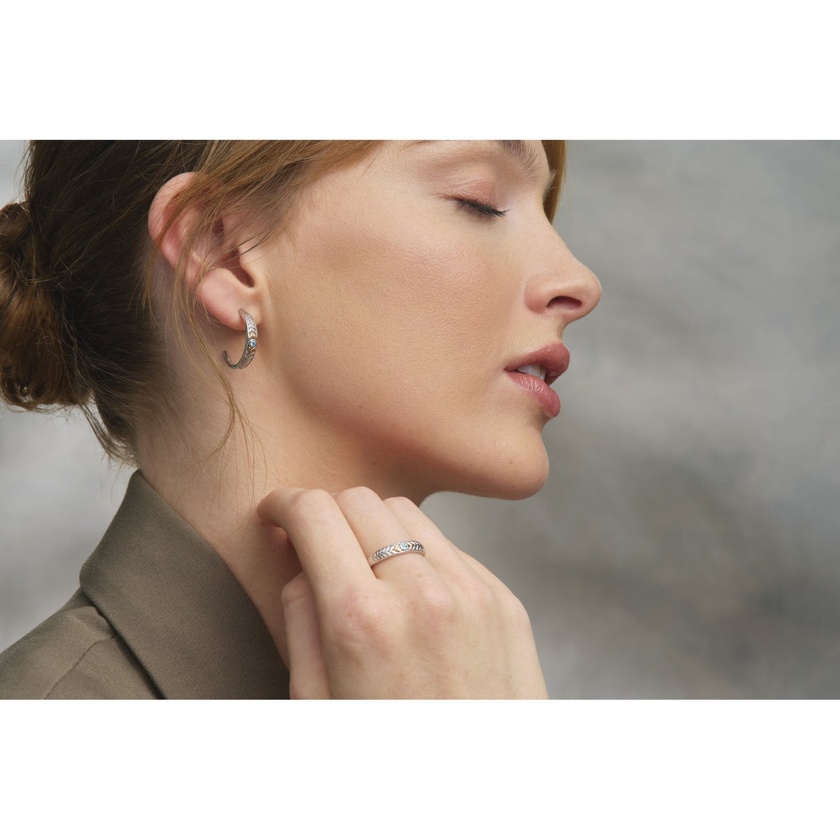 Silver & Gold Lilibet Sky Blue Topaz Earrings 3SQNM0727