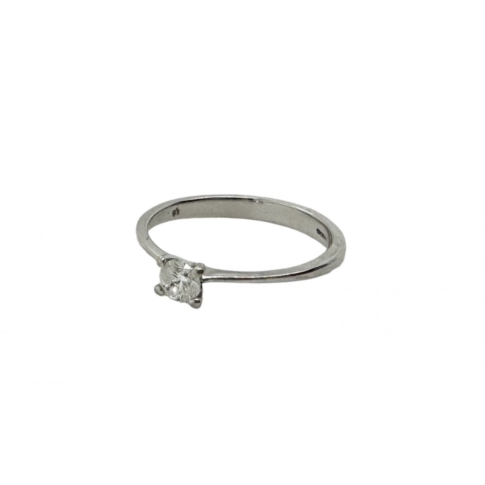 9ct White Gold Single Stone Diamond Engagement Ring
