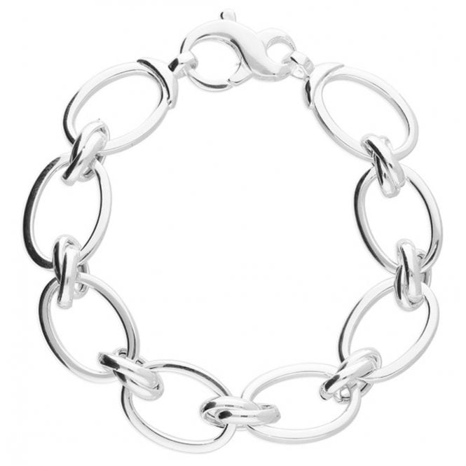 Sterling Silver 19.5cm Hollow Double Link Bracelet