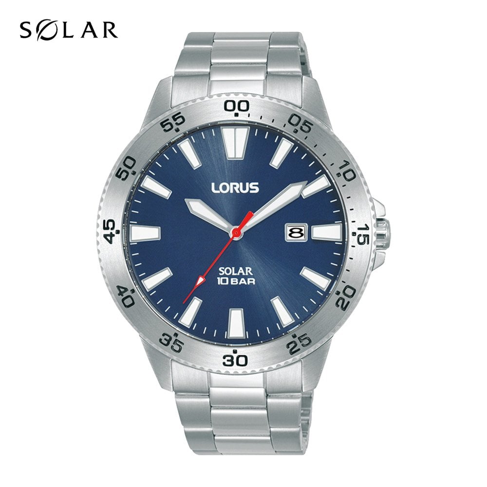 Gents Lorus Solar Stainless Steel Watch RX341AX9