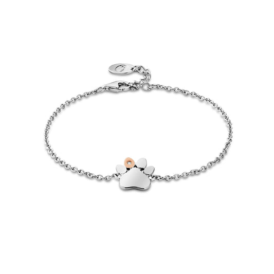 Silver & Welsh Gold Paw Prints On My Heart Bracelet 3SPWP0822