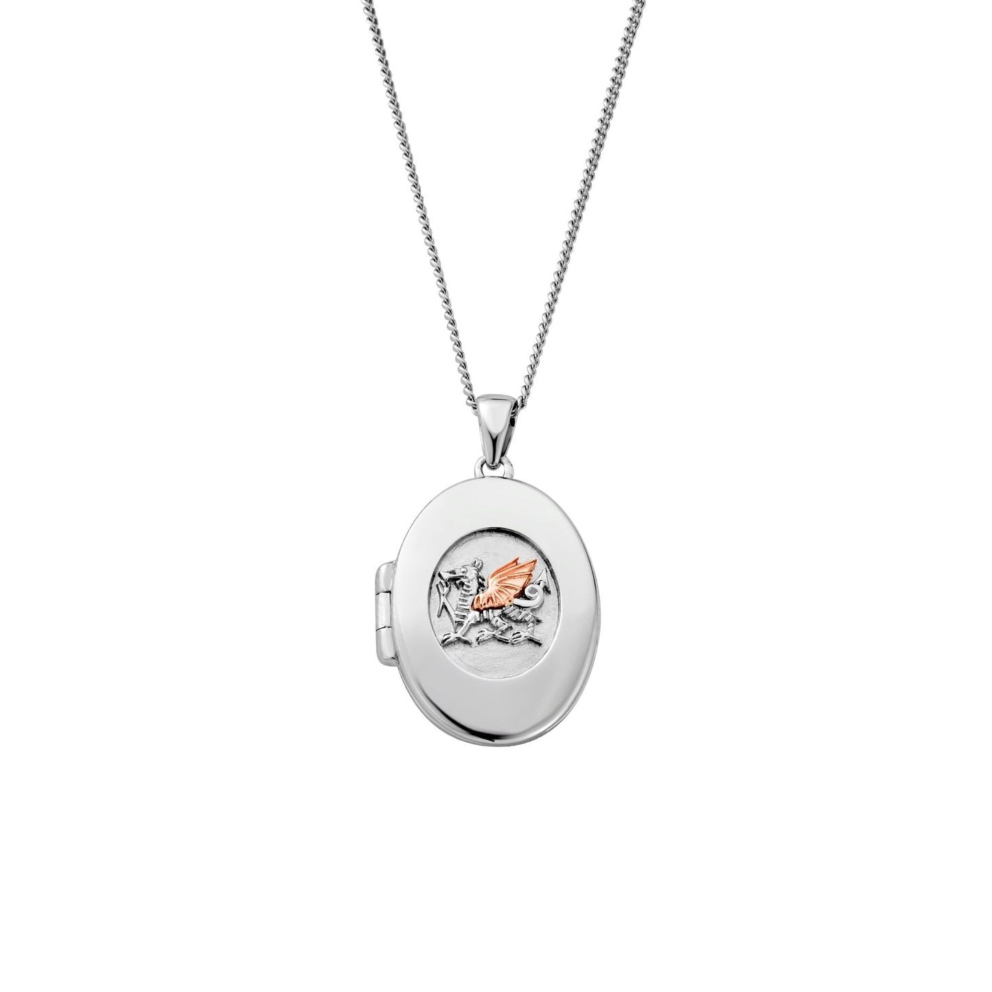 Silver & 9ct Gold Ladies Welsh Dragon Locket 3SWDN0755
