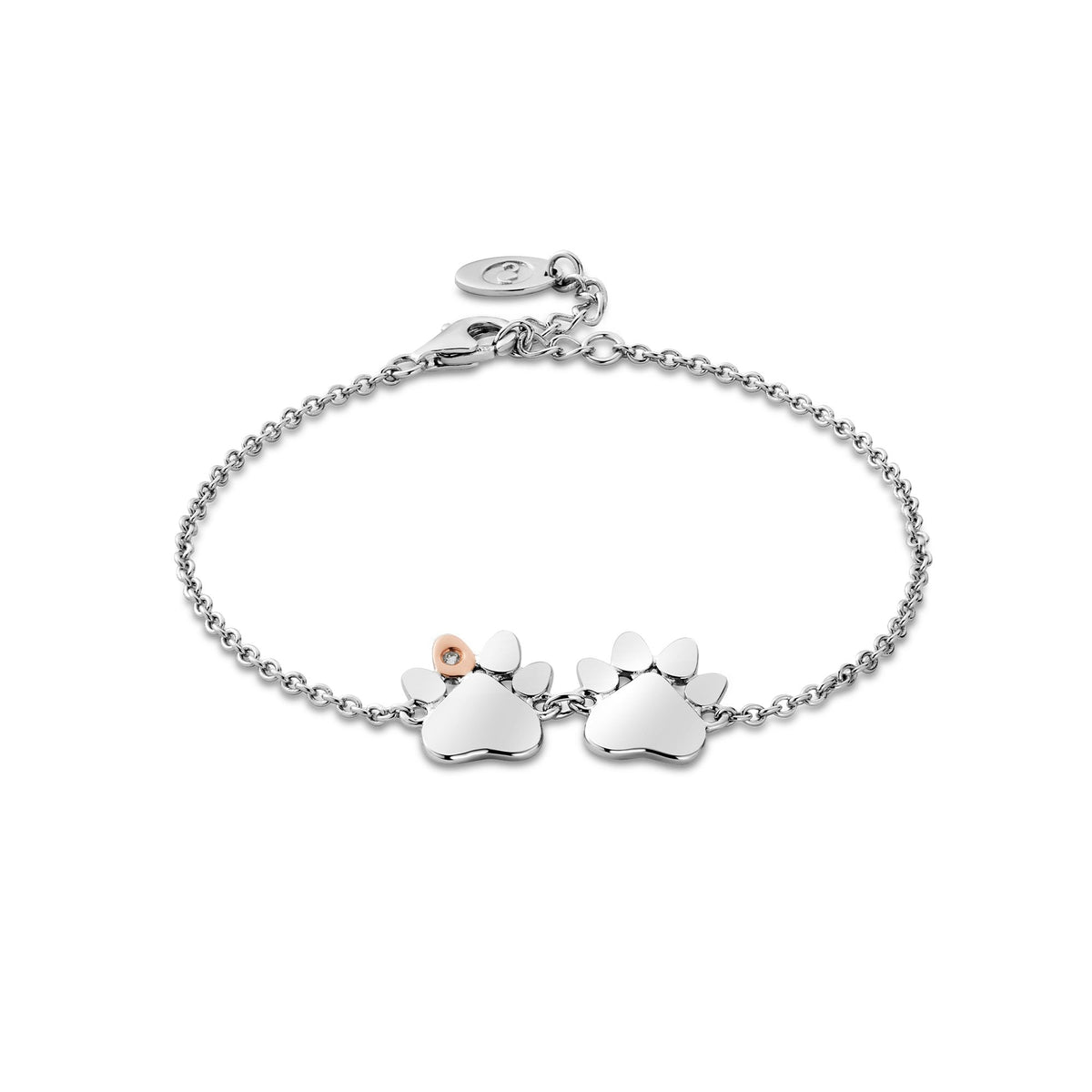 Silver & Gold Paw Prints On My Heart Double Bracelet 3SPWP0823