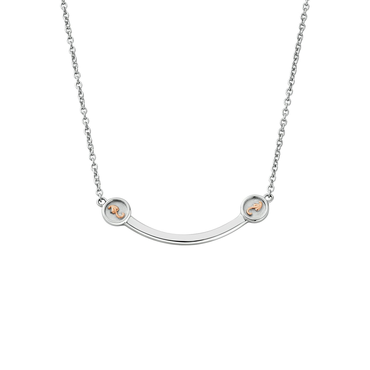 Silver & Welsh Gold Tree Of Life Curve Necklace 3STOL0225